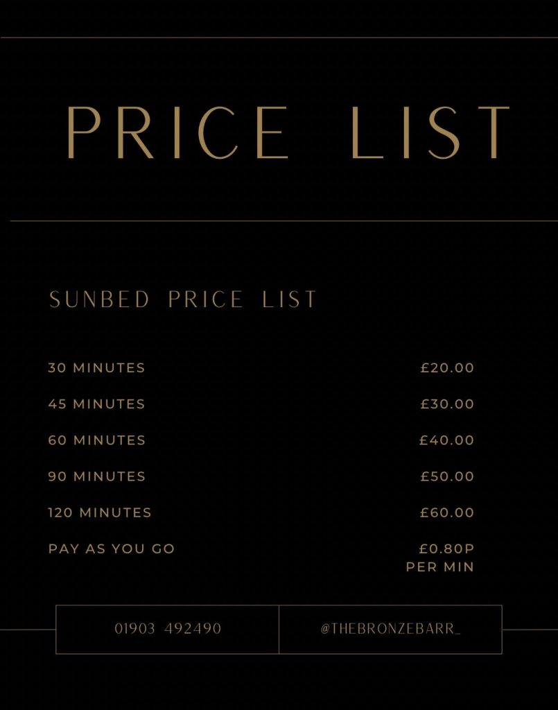 sunbed-littlehampton-price-list